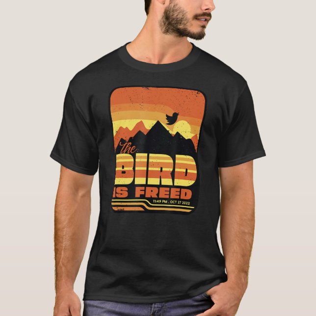 Camiseta EL PÁJARO ESTÁ LIBERADO Aprender Reflejar Mover En (Anverso)