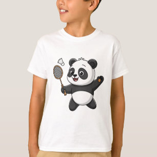 Camiseta El Panda Inteligente Jugando A Badminton Divertido