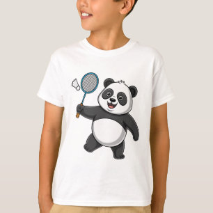 Camiseta El Panda Inteligente Jugando A Badminton Divertido