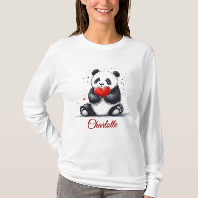 Camiseta El Panda lindo con el nombre de Personalizable (Anverso)