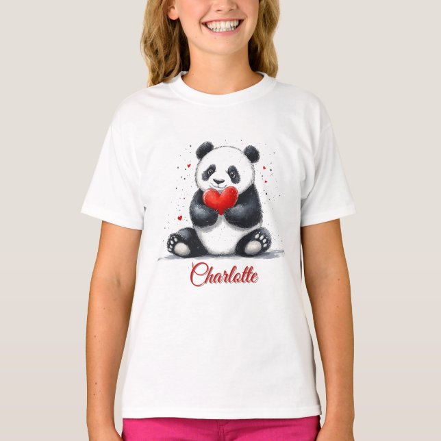 Camiseta El Panda lindo con el nombre de Personalizable (Anverso)