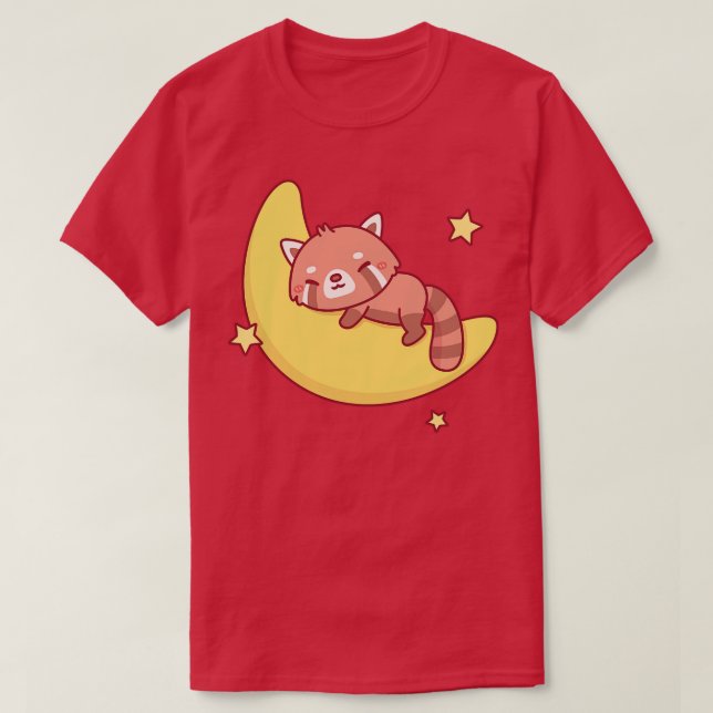 Camiseta El Panda Rojo Aburrido Durmiendo En La Luna (Diseño del anverso)