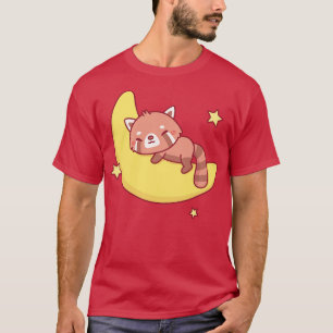 Camiseta El Panda Rojo Aburrido Durmiendo En La Luna