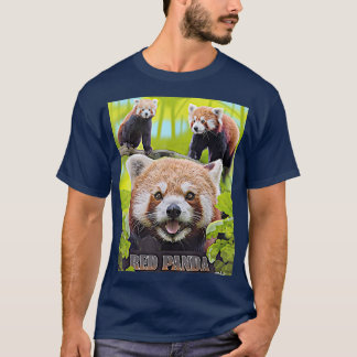 Camiseta El Panda Rojo En El Montaje Silvestre Ilustrado