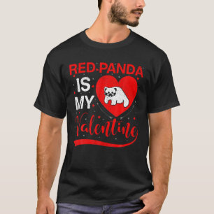 Camiseta El Panda Rojo Es Mi Corazón De San Valentín Forma