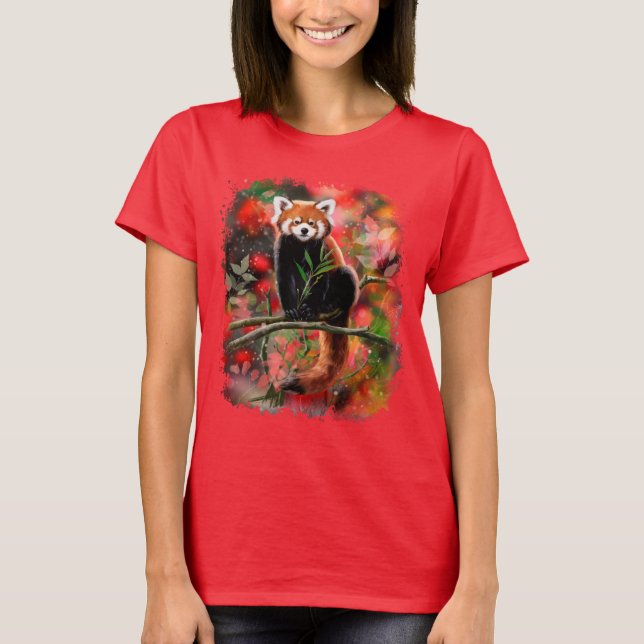 Camiseta El panda rojo se sienta en una rama (Anverso)