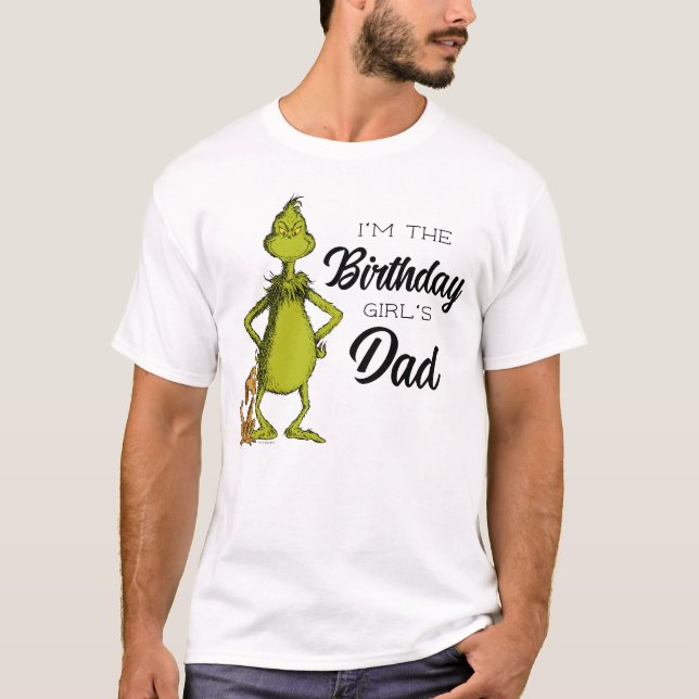 Camiseta El papá de la cumpleañera Grinch Pizarra (Anverso)
