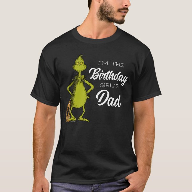 Camiseta El papá de la cumpleañera Grinch Pizarra (Anverso)