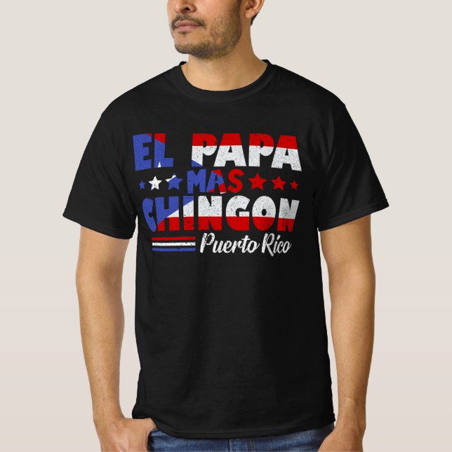 Camiseta El Papa Mas Chingon Día del Padre con bandera de P (Anverso)