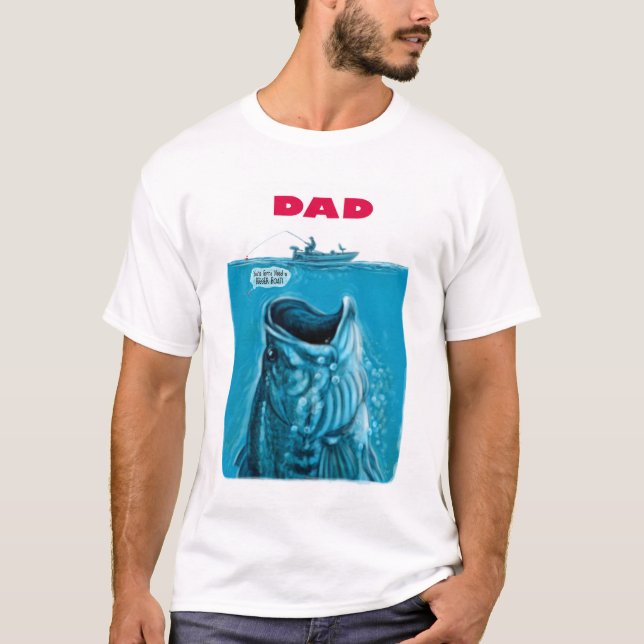 Camiseta El papá necesita un barco más grande de la pesca (Anverso)