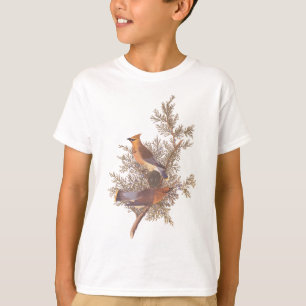 Camiseta El par de pájaros de cedro de Audubon sobre el árb