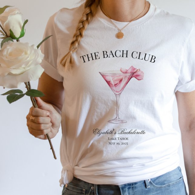 Camiseta El paseo de Bachelorette Chica Bach Club Pink Cock (The Bach Club Pink Martini T-Shirt Regular Fit)