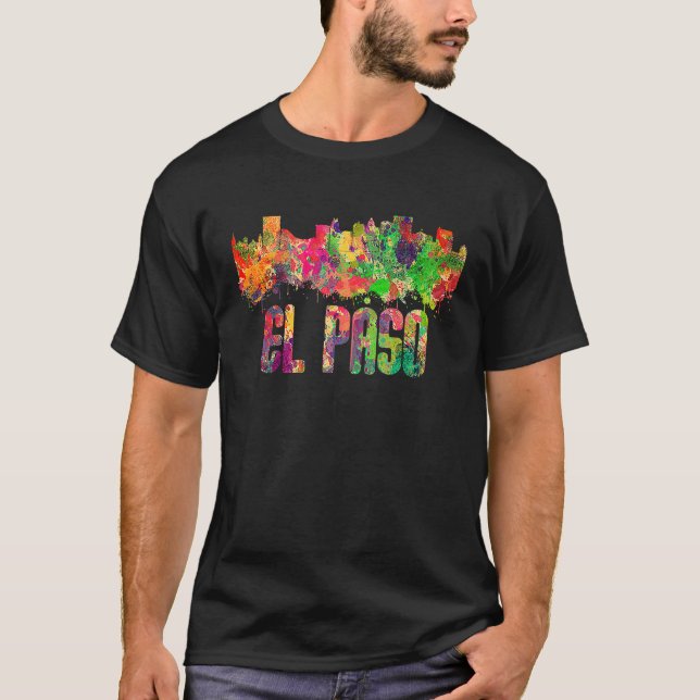 Camiseta El Paso City Skyline Texas Colorful (Anverso)