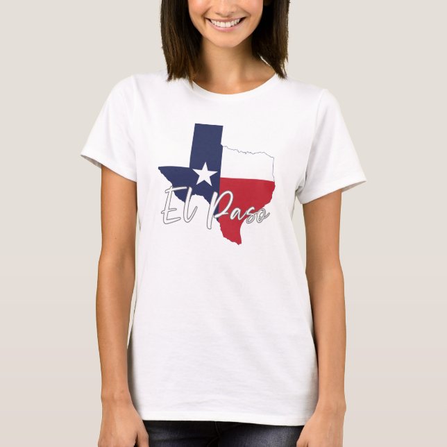 Camiseta El Paso, Texas Flag Map Women's White (Anverso)
