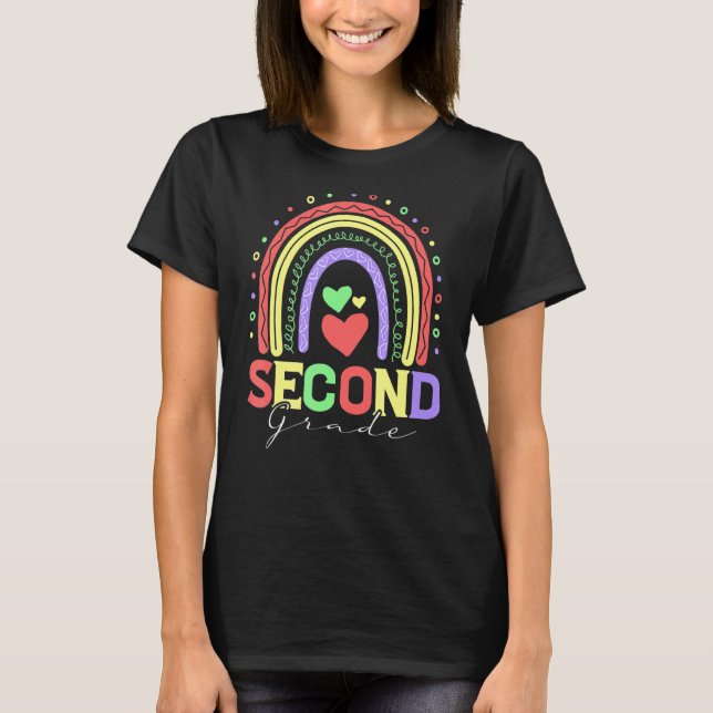 Camiseta El Pastel De Segundo Grado De Arcoiris Estilo Boho (Anverso)
