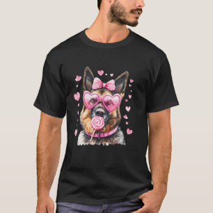 Camiseta El pastor alemán cretino de moda Bow Dog Lover Val