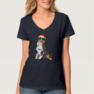 Camiseta El pastor australiano en miniatura lleva Christma