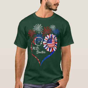 Camiseta El Patriótico Médica Del MD 4 De Julio Bandera Est