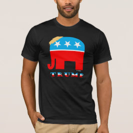 Camiseta El pelo de Trump sobre elefante rojo blanco y azul