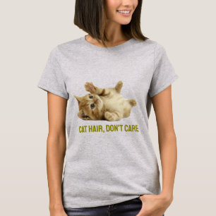Camiseta El pelo del gato no le importa - Naranja gracioso