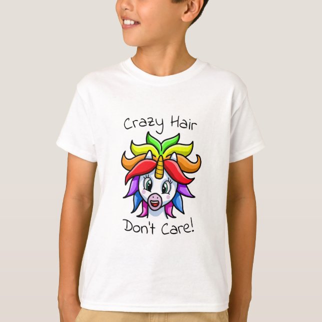 Camiseta El pelo loco de Unicorn no se preocupa (Anverso)