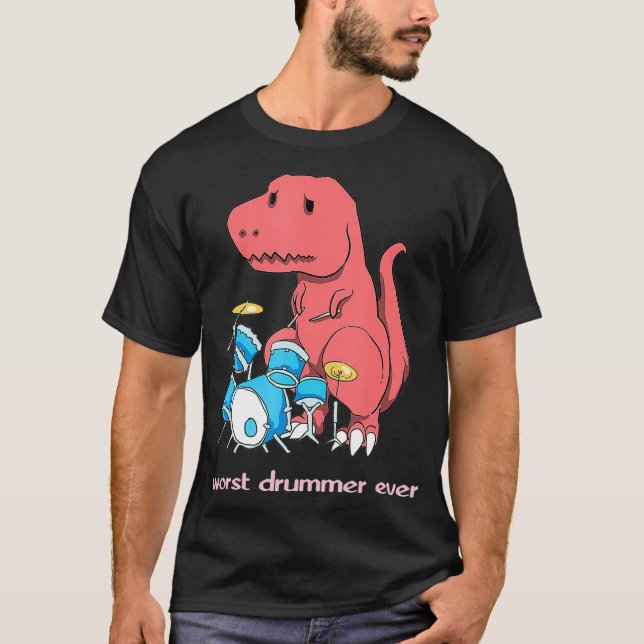 Camiseta El peor baterista de todos los divertidos dinosaur (Anverso)