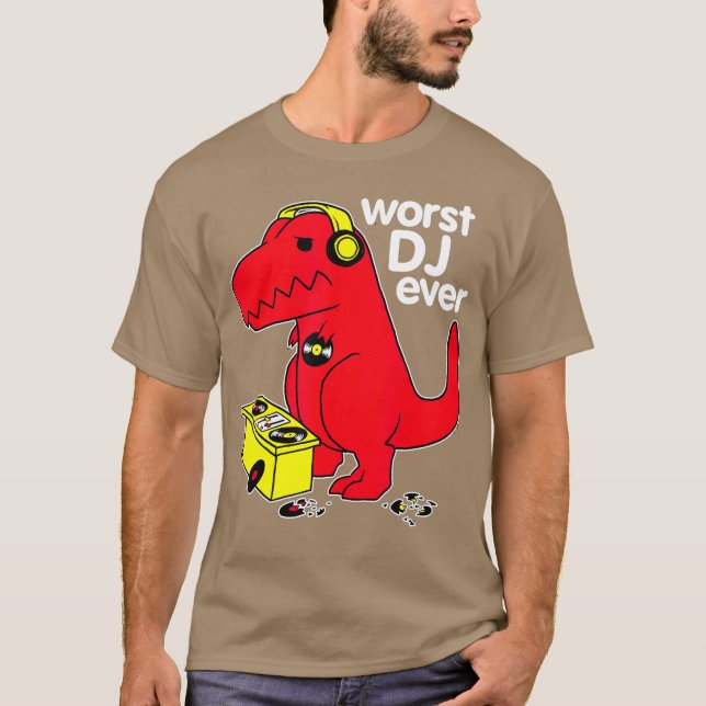 Camiseta El peor DJ de todos los divertidos dinosaurios roj (Anverso)