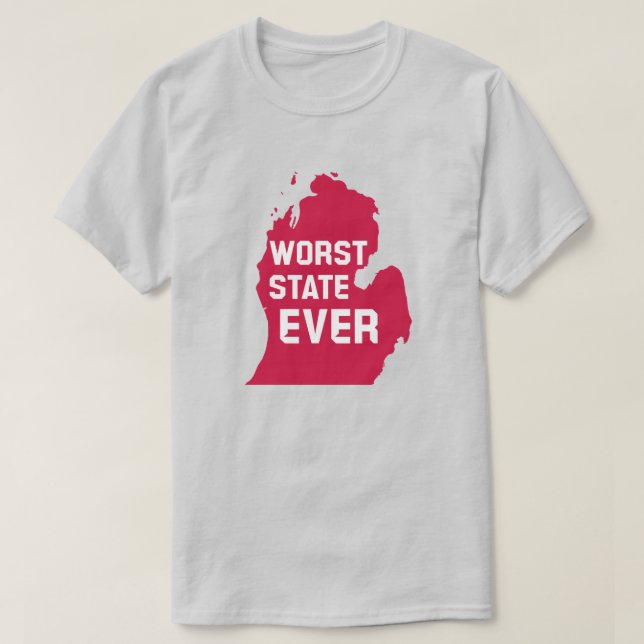 Camiseta El peor estado de la historia (Michigan) (Diseño del anverso)