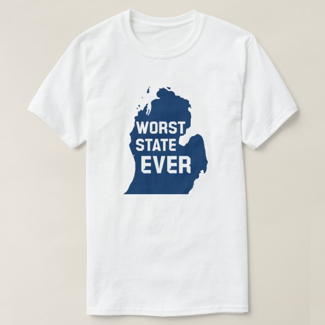 Camiseta El peor estado de la historia (Michigan) (Diseño del anverso)