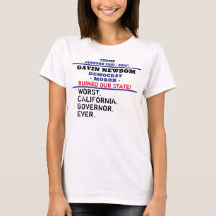 Camiseta El peor gobernador de la CA, Gavin Newsom
