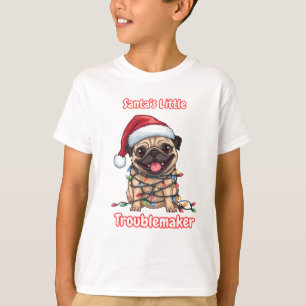Camiseta El pequeño alborotador de Santa – Pug divertido de