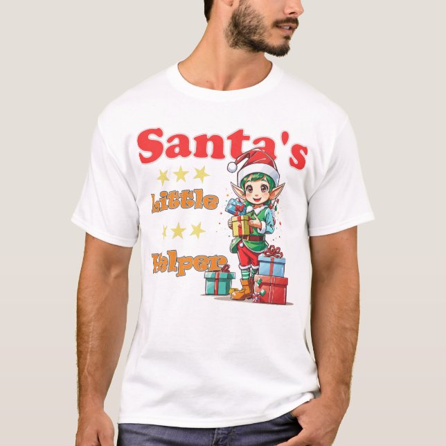 Camiseta El pequeño ayudante de Kawaii Santa por él (Anverso)