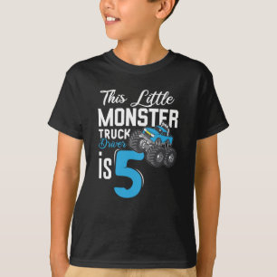 Camiseta El pequeño conductor de camión monstruo cumple 5