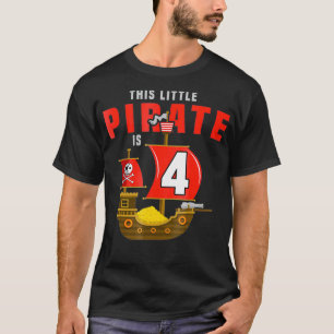 Camiseta El pequeño pirata de cumpleaños para niños tiene 4
