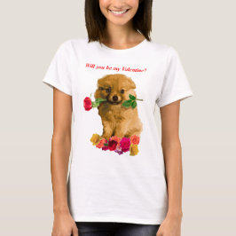 Camiseta El perrito de Pomeranian sea mis rosas de la