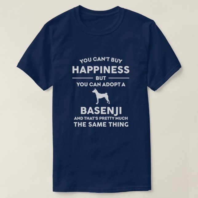 Camiseta El perro basenji engendra felicidad por adopción (Diseño del anverso)