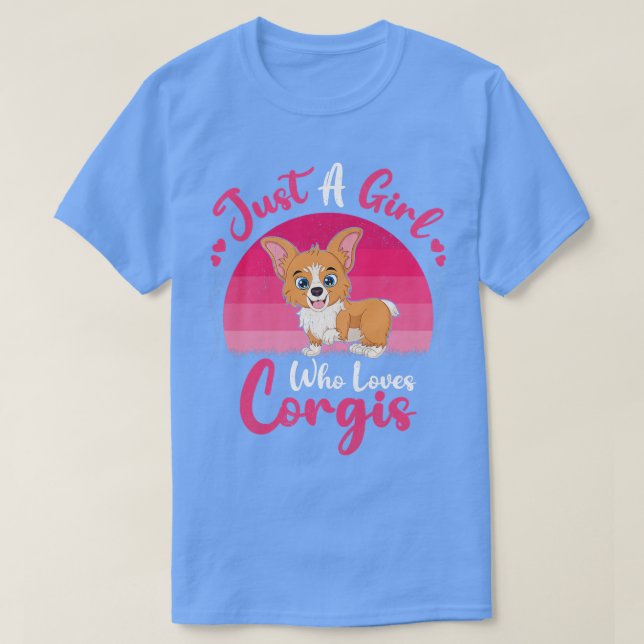 Camiseta El Perro De Corgi Vintage Sólo Un Chica Que Ama El (Diseño del anverso)