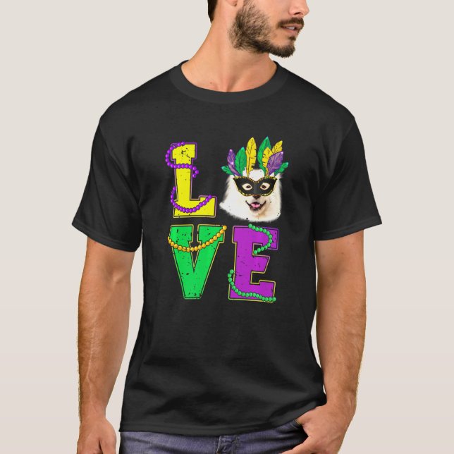 Camiseta El perro esquimal americano me encanta el mardi ga (Anverso)