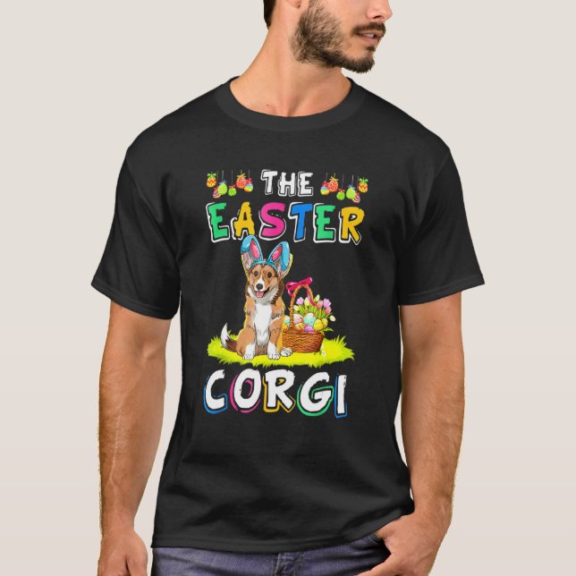Camiseta El perro orejas de conejo de Pascua Corgi (Anverso)