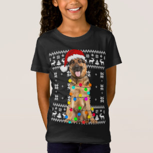 Camiseta El perro pastor alemán ilumina a Santa Hat Ch, un