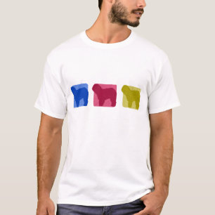 Camiseta El perro pastor inglés viejo colorido siluetea la