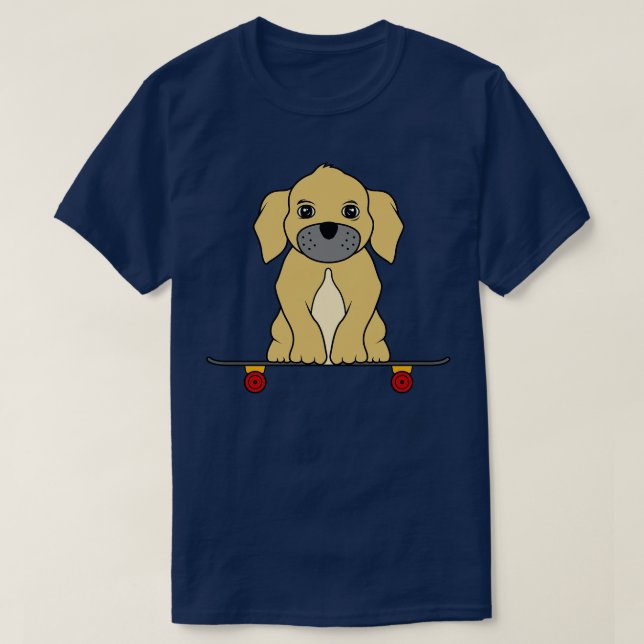 Camiseta El perro pequeño está sentado en una patineta (Diseño del anverso)