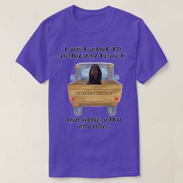 Camiseta El perro que conduce un camión Gordon Setters (Diseño del anverso)