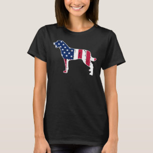 Camiseta El Perro Rottweiler Ama La Bandera Estadounidense 
