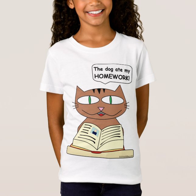 Camiseta "¡El perro se comió mi TRABAJO EN CASA!" El gato g (Anverso)