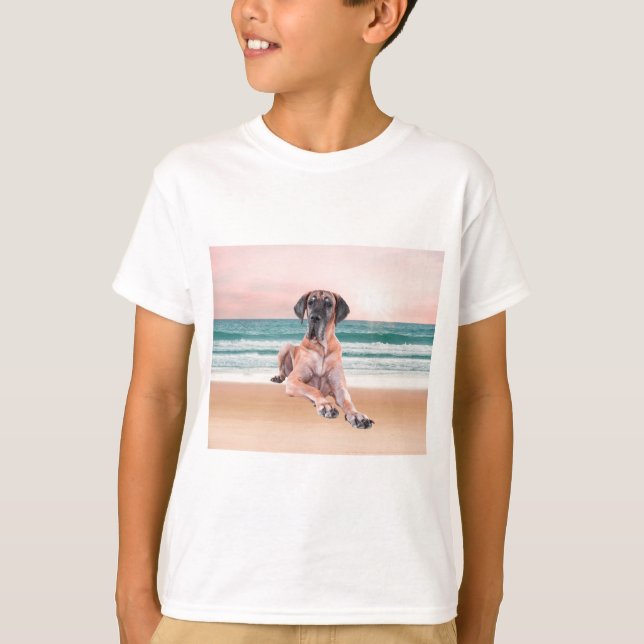 Camiseta El personalizado cuece a un gran perro danés senta (Anverso)