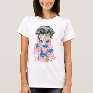 CAMISETA EL PERSONALIZADO DE COLOR DE AGUA DOG SHIHTZU AGRE
