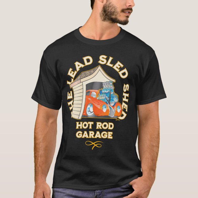 Camiseta El Personalizado de Garaje de Rod Hot Rod del Coch (Anverso)