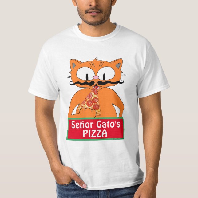 Camiseta El Personalizado de pizza del señor Gato es gracio (Anverso)
