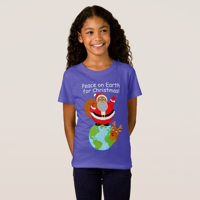 Camiseta El Personalizado Papá Noel de pie en la Tierra, (Anverso completo)